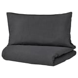 DYTÅG Duvet cover and 2 pillowcases, dark grey, 200x200/50x80 cm