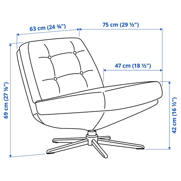 DYVLINGE Swivel easy chair, Kelinge black