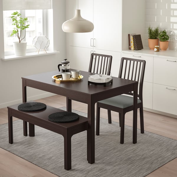 Ekedalen Table With 2 Chairs And Bench Dark Brown Orrsta Light Grey Ikea
