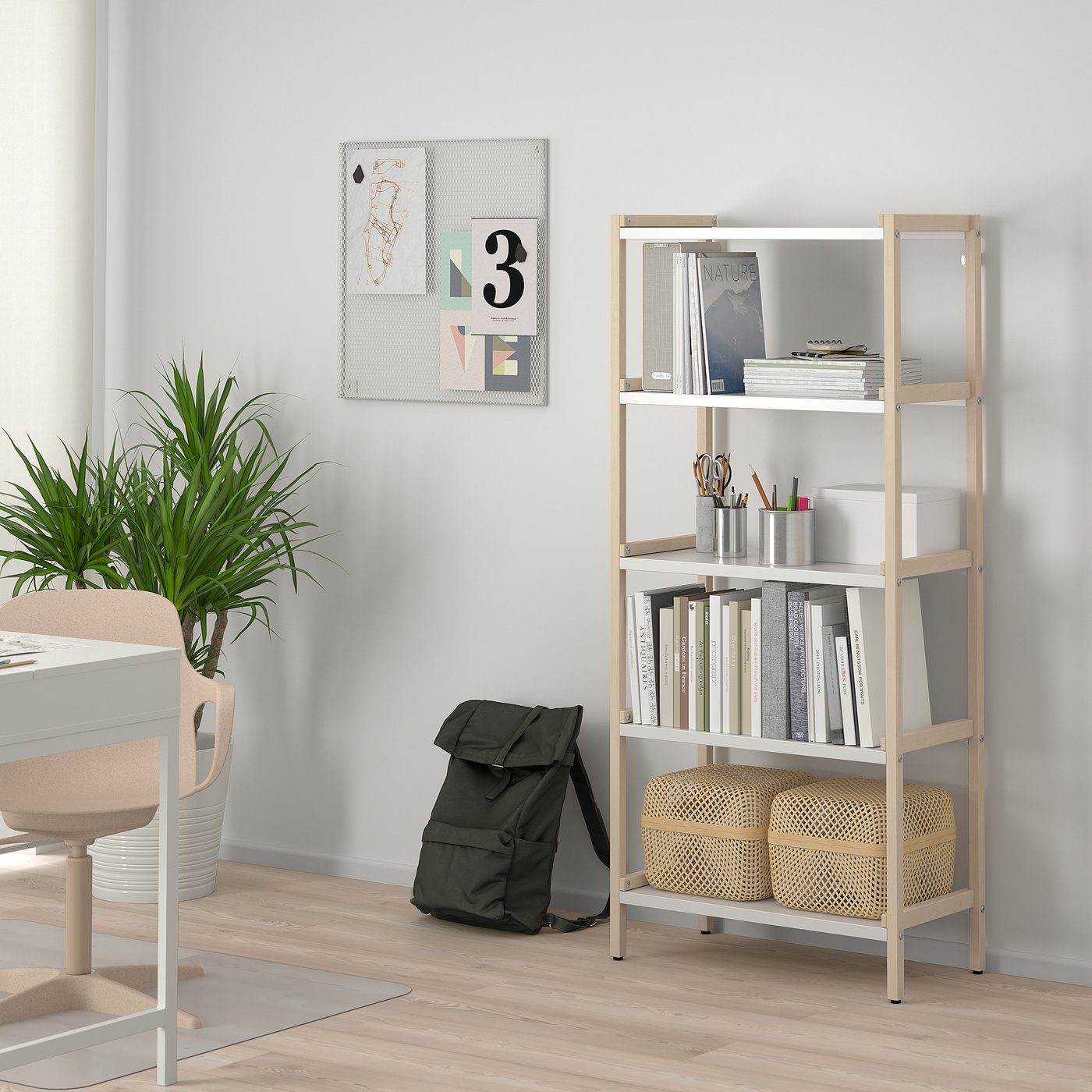 EKENABBEN open shelving unit, aspen/white, 70x34x154 cm - IKEA