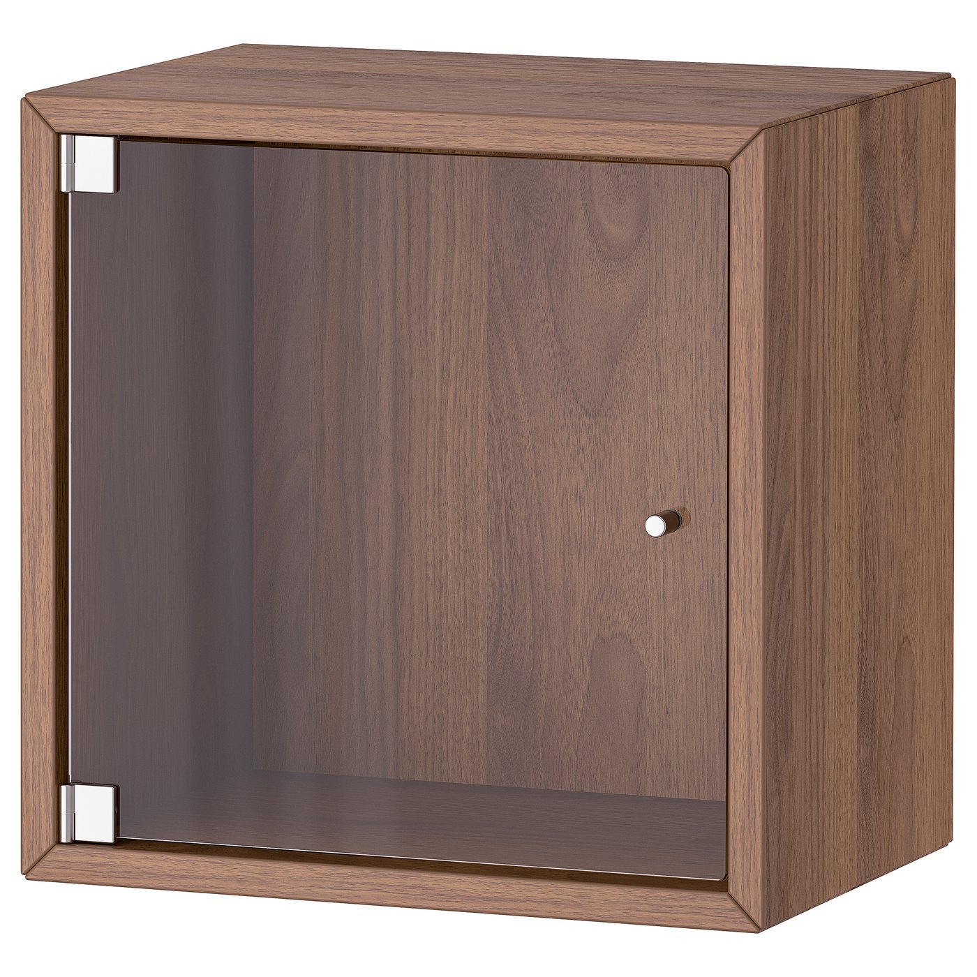 EKET wall cabinet with glass door, brown walnut effect, 35x25x35