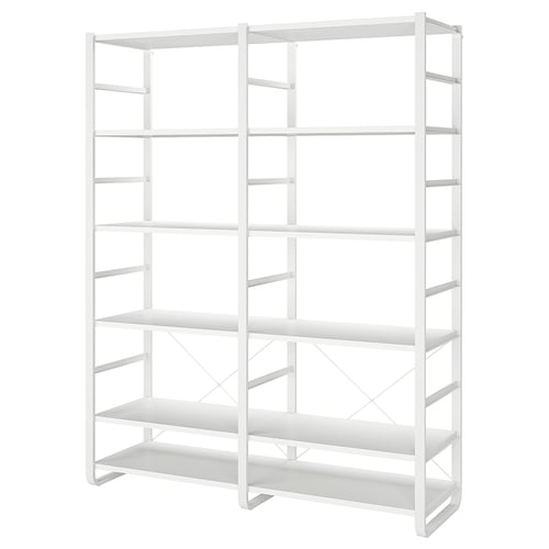 ELVARLI white shelf unit, modular & adjustable, metal frame & shelves.