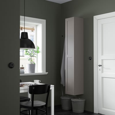 ENHET Hi cb w 4 shlvs/door, grey/grey frame, 30x32x180 cm