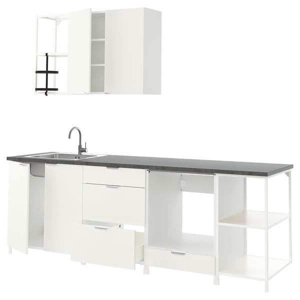 ENHET Kitchen, white, 243x63.5x216.5 cm