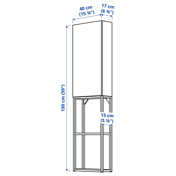 ENHET Storage combination, anthracite/grey frame, 40x17x150 cm