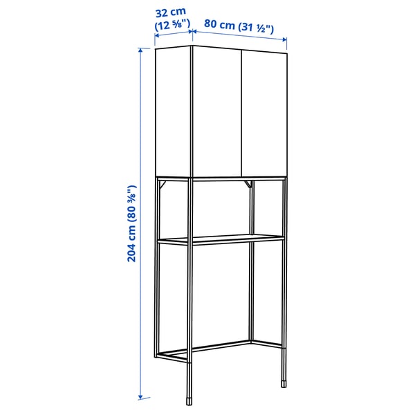 ENHET Storage combination, anthracite/grey frame, 80x32x204 cm