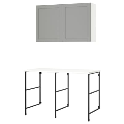 ENHET Storage combination, anthracite/grey frame, 139x63.5x90.5 cm