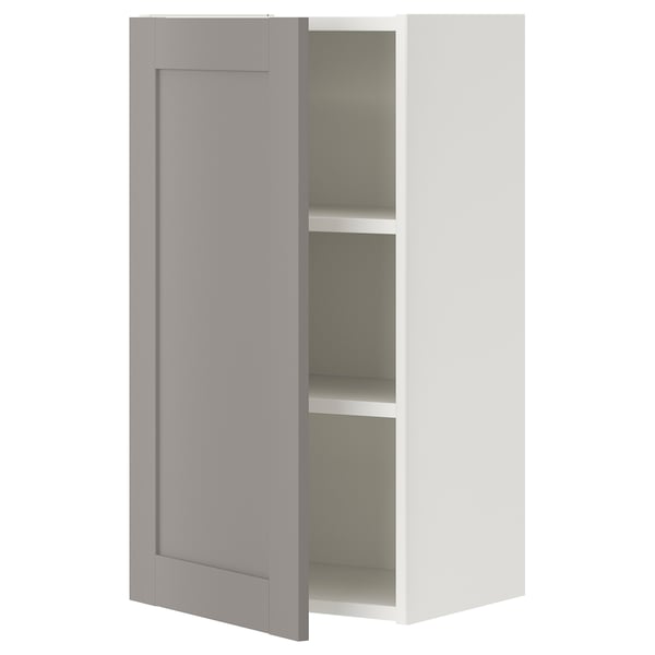 ENHET Wall cb w 2 shlvs/door, white/grey frame, 40x32x75 cm
