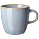 A FÄRGKLAR mug in blue with a glossy glaze, made of stoneware, cylindrical shape, simple design.