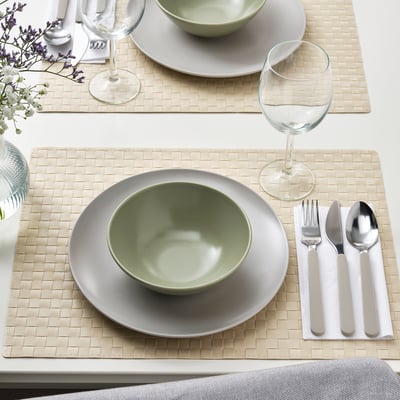 FΓRGKLAR Plate, matt light grey, 26 cm