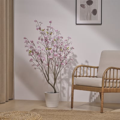 FEJKA Artificial potted plant, in/outdoor cherry-blossoms, 19 cm