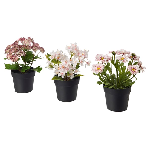Fejka Artificial Potted Plant In Outdoor Pink 9 Cm 3 Pieces Ikea