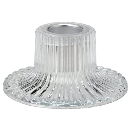 FINSMAK Candlestick, clear glass, 4 cm