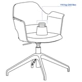 FJÄLLBERGET Conference chair with castors, black stained ash veneer/Gunnared dark grey