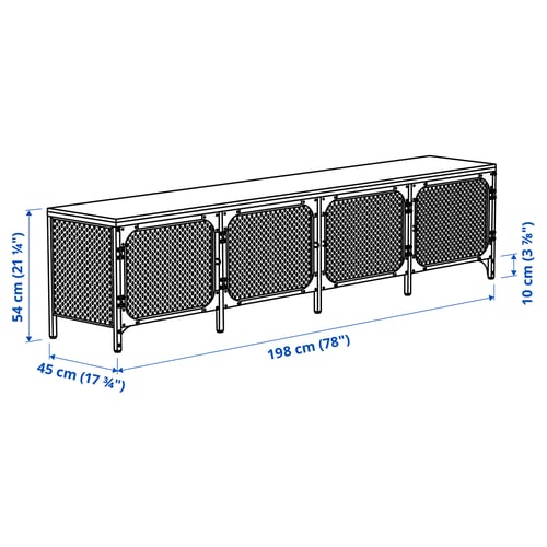 Illustration with measurements for the product: FJÄLLBO.