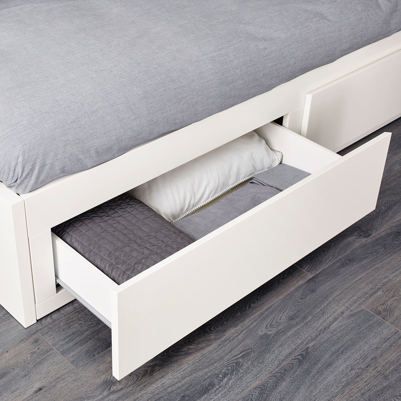 FLEKKE day-bed w 2 drawers/2 mattresses, white/Ågotnes firm