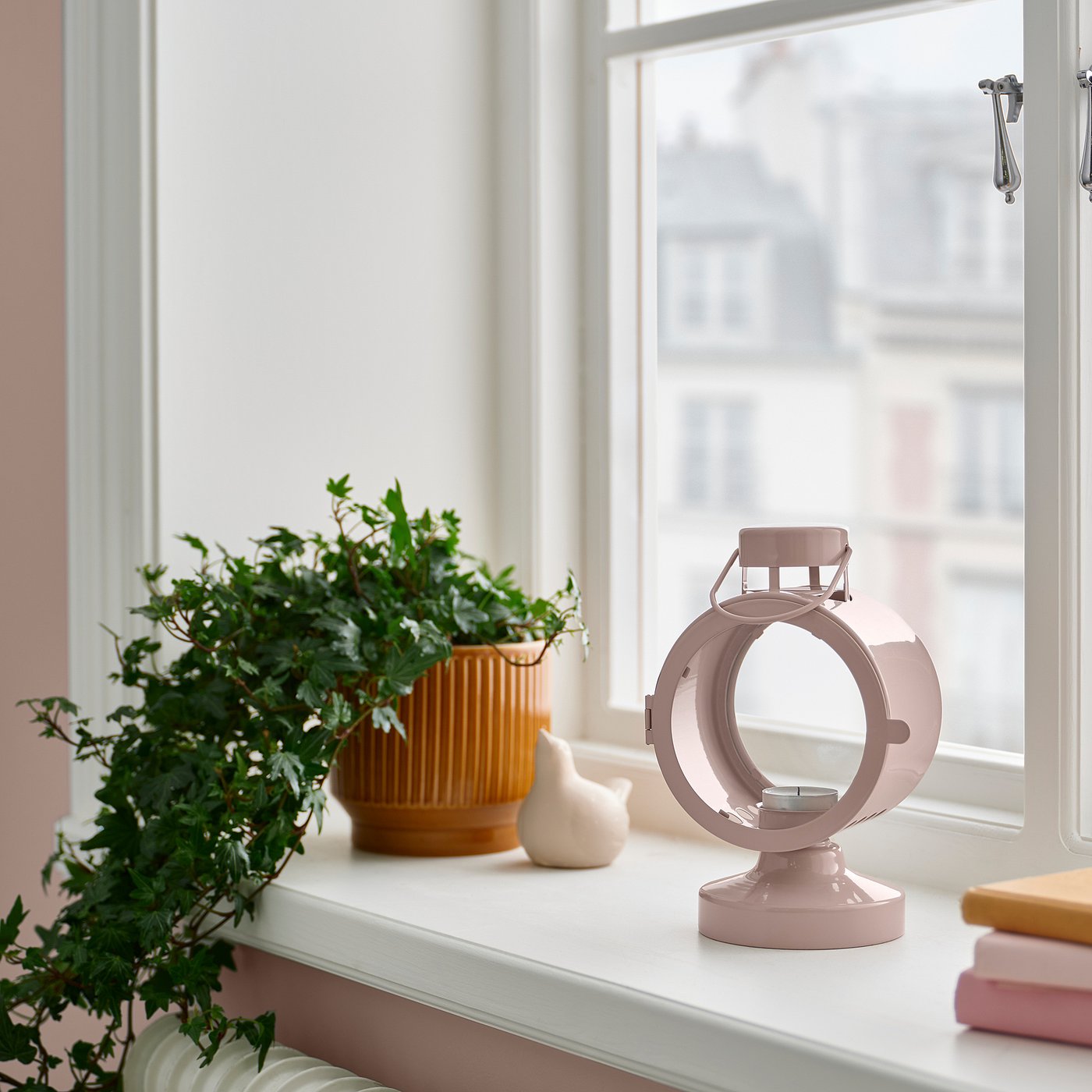 FLODSVALA lantern for tealight, in/outdoor, pale pink, 21 cm - IKEA