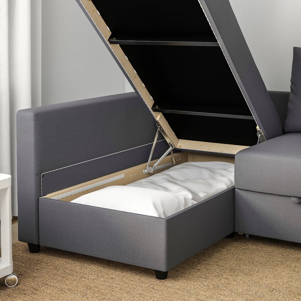 Friheten Corner Sofa Bed With Storage Skiftebo Dark Grey Ikea