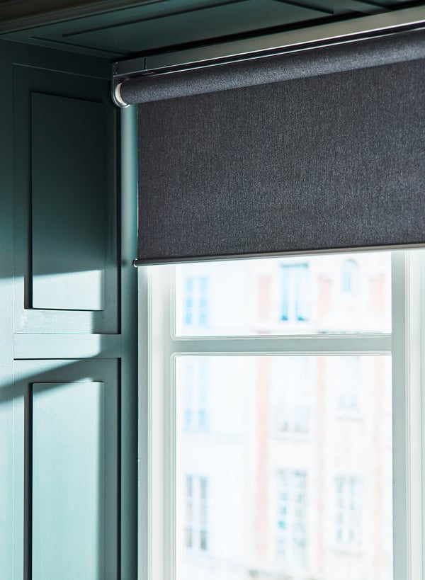 FYRTUR Block-out roller blind, smart wireless/battery-operated grey, 120x195 cm
