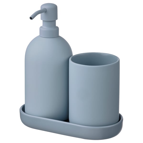 GANSJÖN 3piece bathroom set, light greyblue IKEA