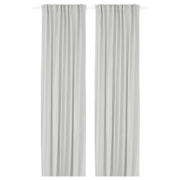 GINSTMOTT curtains, 1 pair, white/with heading tape, 145x250 cm - IKEA