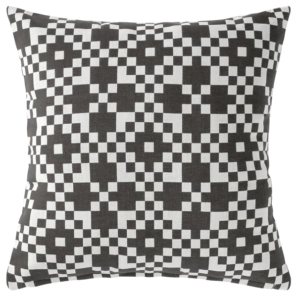GINSTSÄCKMAL Cushion cover, black/white, 50x50 cm