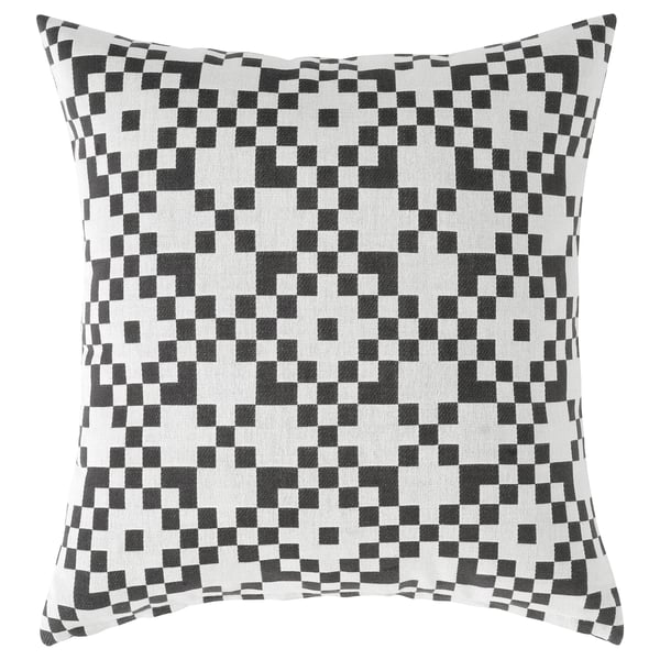 GINSTSÄCKMAL Cushion cover, black/white, 50x50 cm