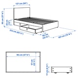 GLADSTAD Upholstered bed, 2 storage boxes, Kabusa light grey, 120x200 cm