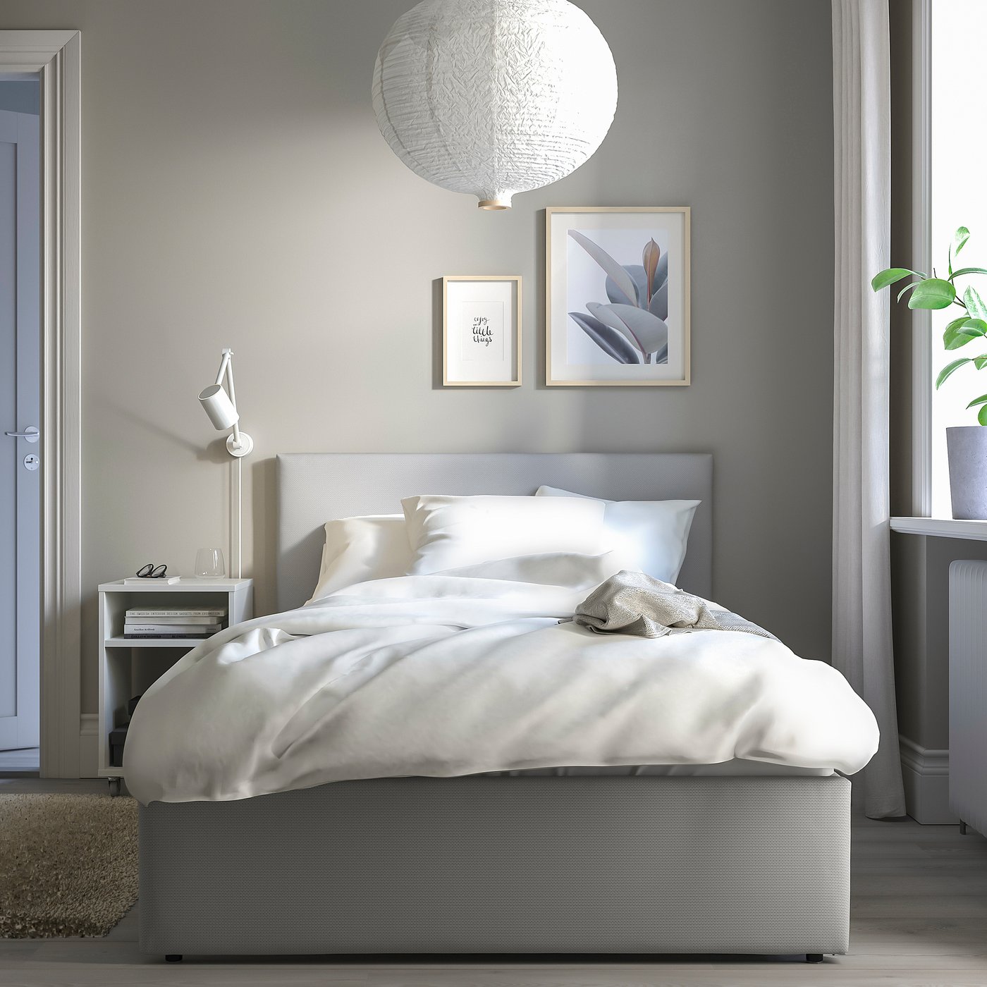 GLADSTAD upholstered bed frame, Kabusa light grey, 120x200 cm - IKEA