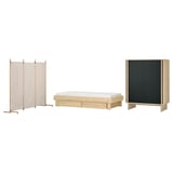 GLAMBERGET Bedroom furniture, set of 3, pine/Katorp beige, 80-160x200 cm