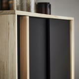 GLAMBERGET Wardrobe with 3 sliding doors, pine/black, 117x63x150 cm