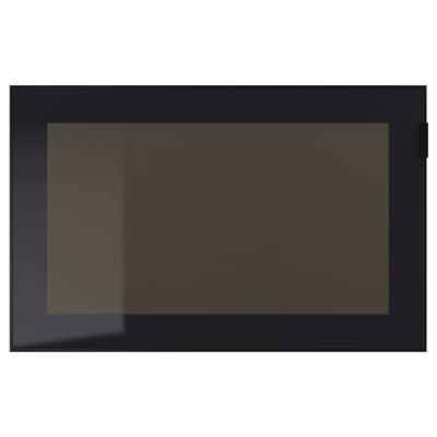 GLASSVIK Glass door, black/smoked glass, 60x38 cm