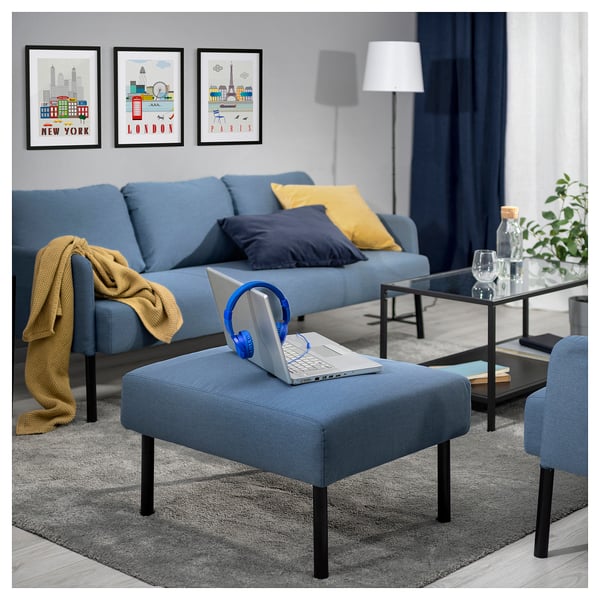 GLOSTAD Footstool, Knisa medium blue