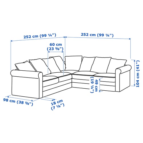 Gronlid Corner Sofa 4 Seat Kimstad Dark Brown Ikea