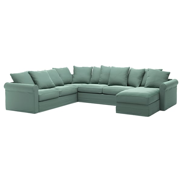 Gronlid Corner Sofa Bed 5 Seat With Chaise Longue Ljungen Light Green Ikea