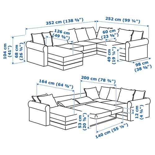 Gronlid Corner Sofa Bed 5 Seat With Chaise Longue Sporda Dark Grey Ikea