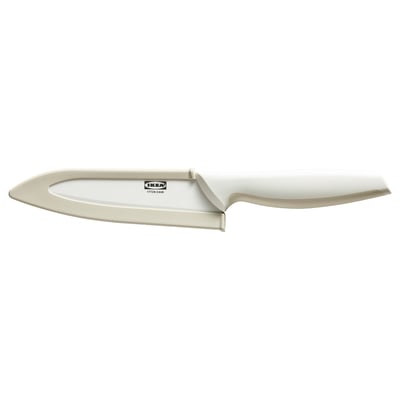 Ikea HACKIG knife, white, ceramic blade, plastic handle, ergonomic design.