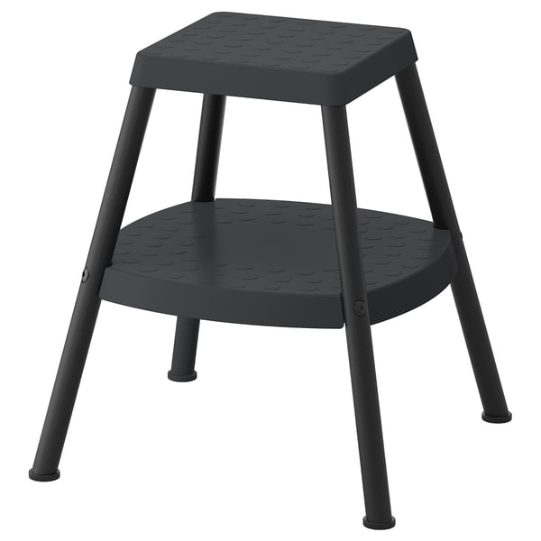 HADDARP Step stool, 4-way black-grey