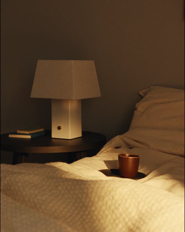 HALGATT Table lamp, dimmable white/white ceramic, 35 cm