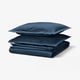 HAMPFLOCKEL Duvet cover and 2 pillowcases, dark blue, 240x220/50x80 cm