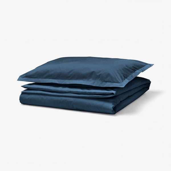 HAMPFLOCKEL Duvet cover and pillowcase, dark blue, 150x200/50x80 cm