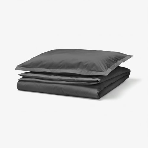 HAMPFLOCKEL Duvet cover and pillowcase, dark grey, 150x200/50x80 cm