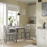 HAUGA Drop-leaf table, grey/birch veneer, 55/82/109x74 cm