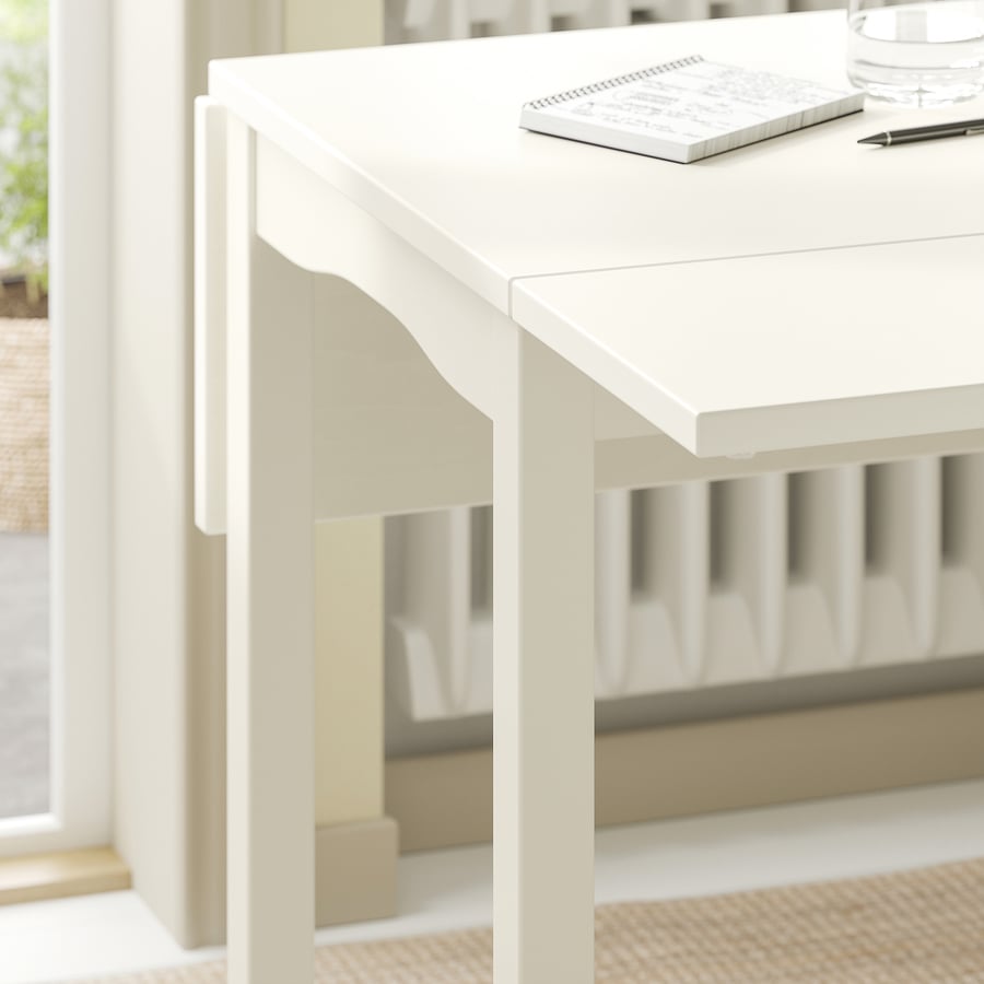 HAUGA drop-leaf table, white/birch veneer, 55/82/109x74 cm - IKEA