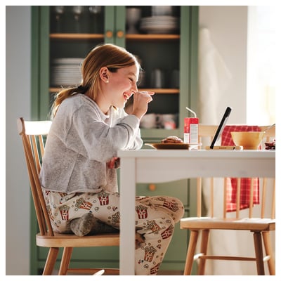 HAUGA / HÖGVED Table and 4 chairs, white/birch veneer, 118x74 cm