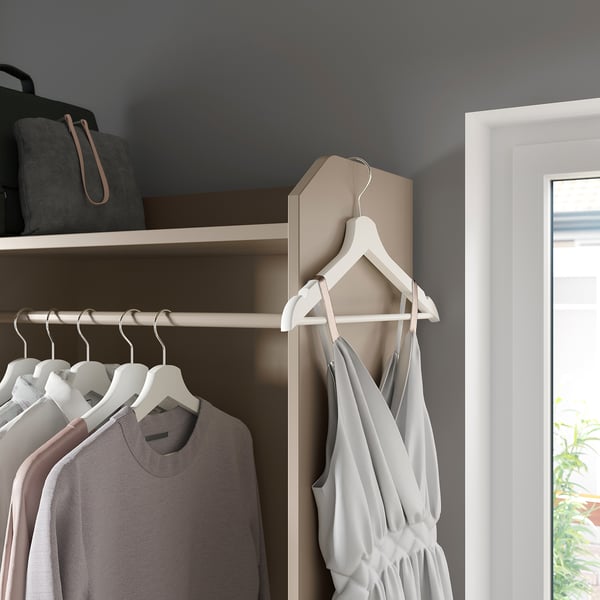 HAUGA Open wardrobe with 3 drawers, beige, 70x199 cm