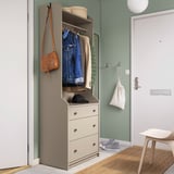 HAUGA Open wardrobe with 3 drawers, beige, 70x199 cm