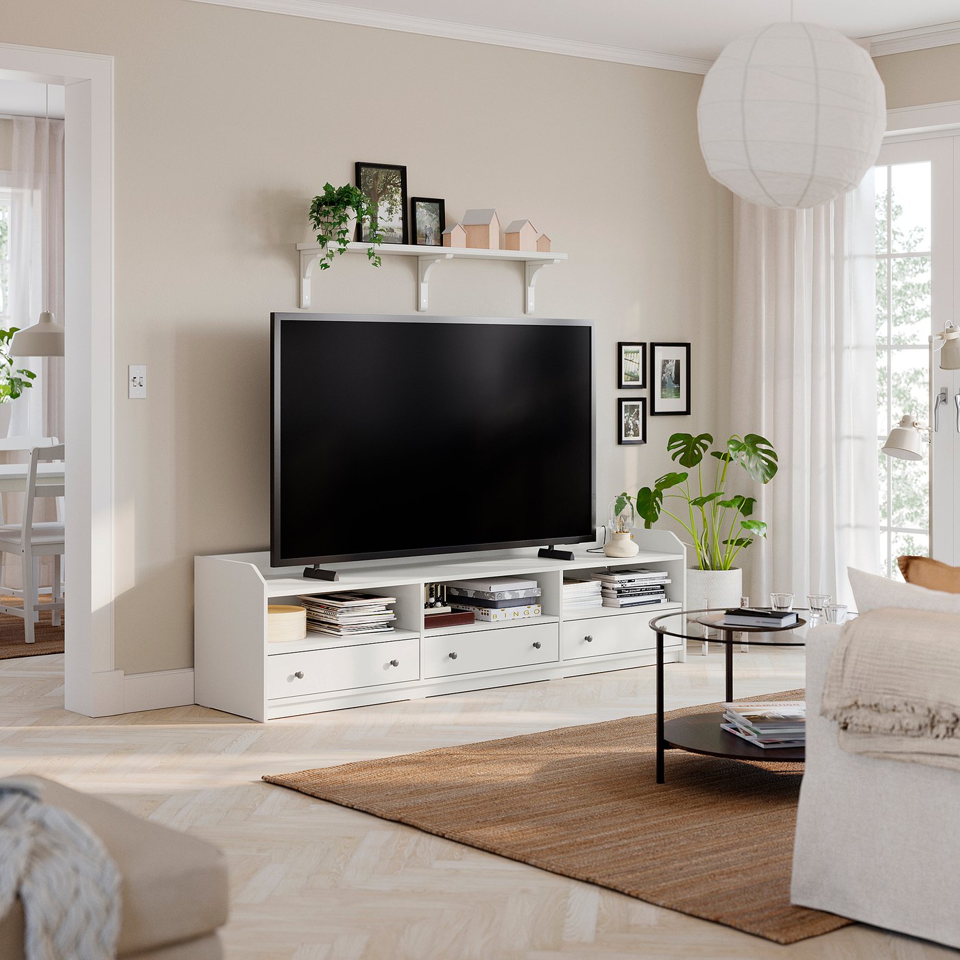 【IKEA・早い者勝ち・送料込】HAUGA ハウガ テレビ台 ホワイト HAUGA TV bench, white, 206x46x54 cm - IKEA