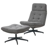 HAVBERG Armchair and footstool, Lejde grey/black