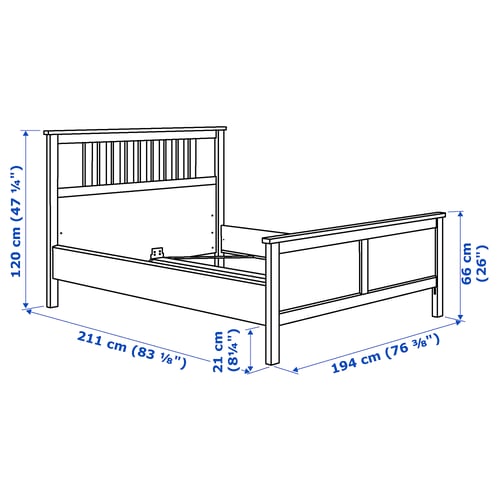 Illustration with measurements for the product: HEMNES.